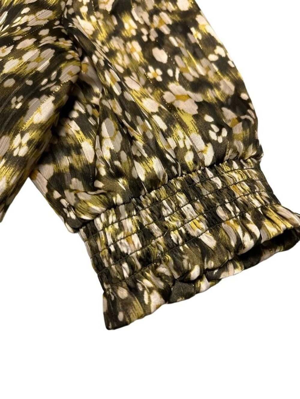 Rachel Zoe Blouse Size L Metallic Abstract V-Neck Lined - Picture 4 of 5